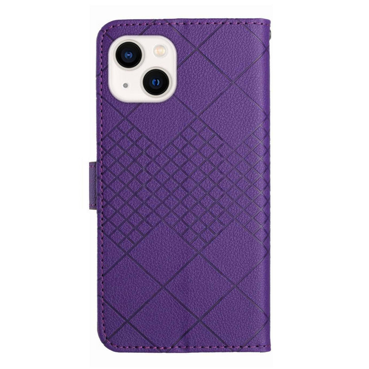 Rhombic Grid Texture Leather Phone Case, For iPhone 15, For iPhone 14 Plus, For iPhone 14, For iPhone 14 Pro