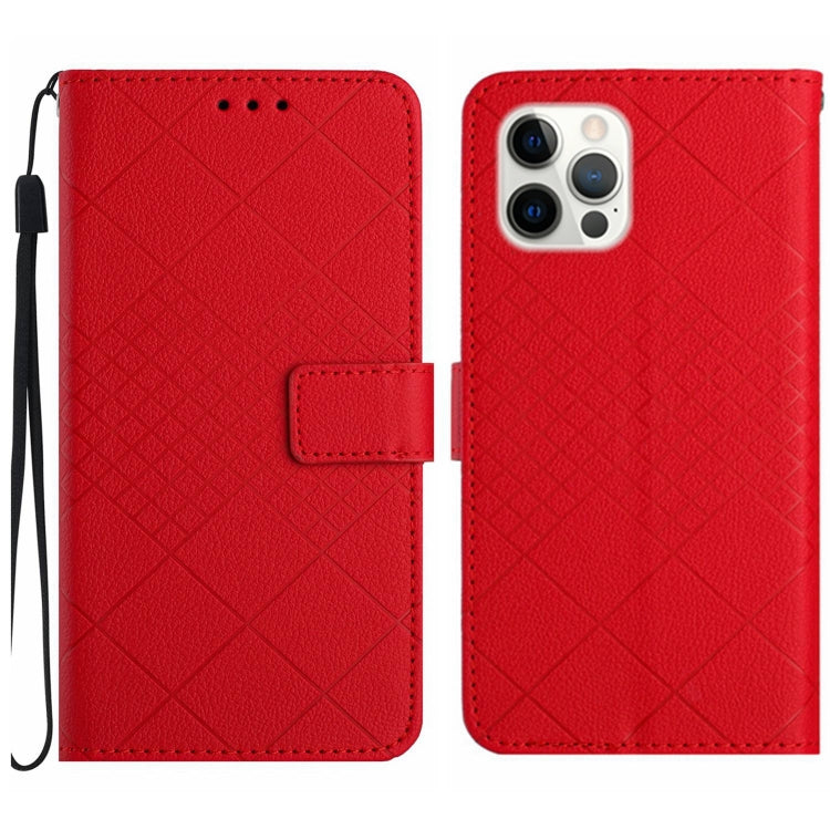 Rhombic Grid Texture Leather Phone Case, For iPhone 14 Pro Max, For iPhone 13 Pro Max, For iPhone 13 Pro, For iPhone 13