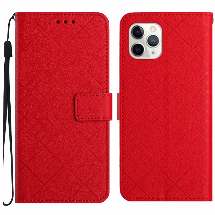 Rhombic Grid Texture Leather Phone Case, For iPhone 11 Pro