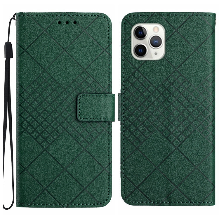 Rhombic Grid Texture Leather Phone Case, For iPhone 11 Pro