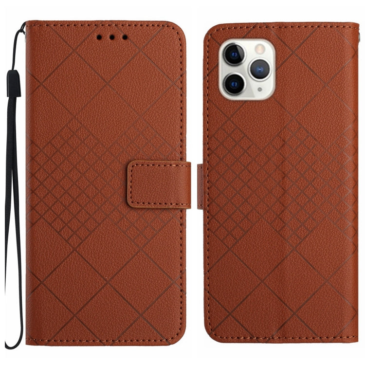 Rhombic Grid Texture Leather Phone Case, For iPhone 11 Pro