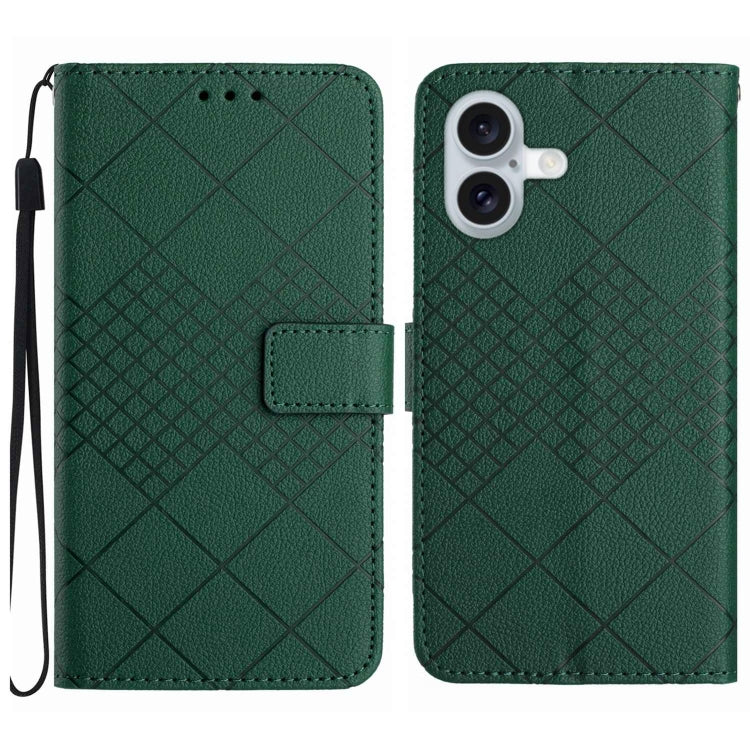 Rhombic Grid Texture Leather Phone Case, For iPhone SE 2024, For iPhone 16 Pro Max, For iPhone 16 Pro, For iPhone 16 Plus