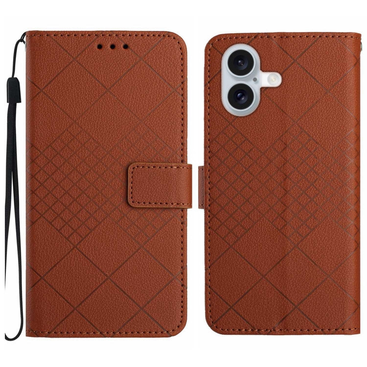 Rhombic Grid Texture Leather Phone Case, For iPhone SE 2024, For iPhone 16 Pro Max, For iPhone 16 Pro, For iPhone 16 Plus