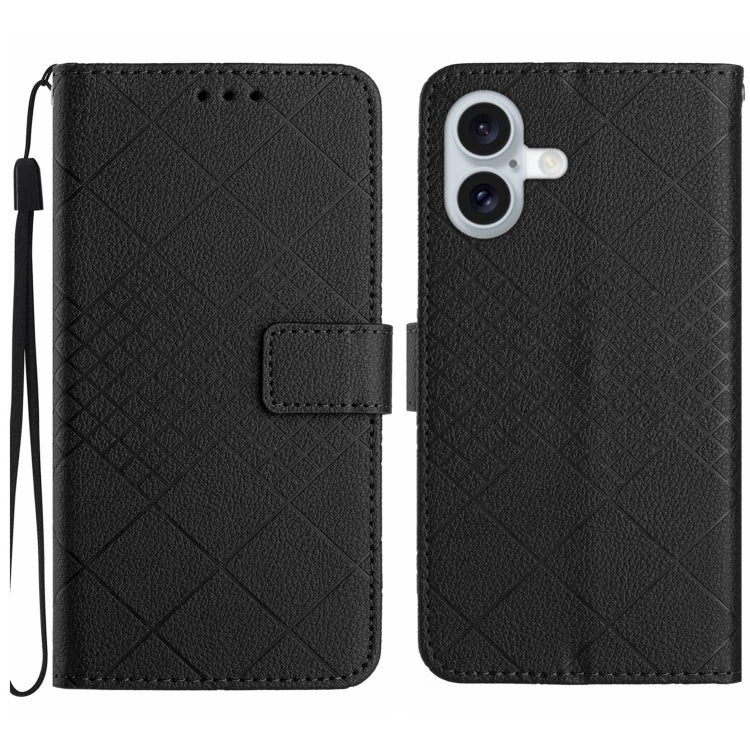 Rhombic Grid Texture Leather Phone Case, For iPhone 16, For iPhone 15 Pro Max, For iPhone 15 Pro, For iPhone 15 Plus