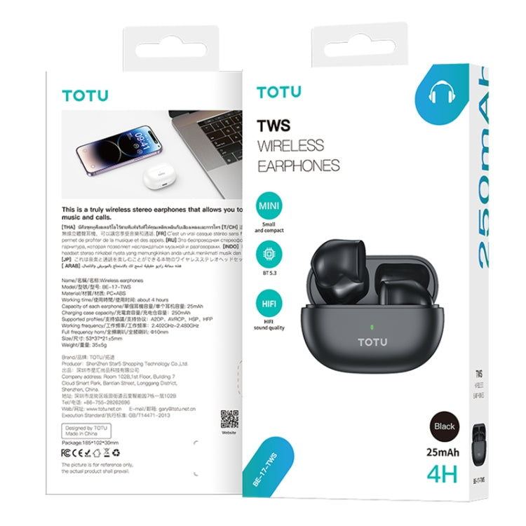TOTU BE -17-TWS Bluetooth 5.3 Wireless Bluetooth Earphone, BE -17-TWS