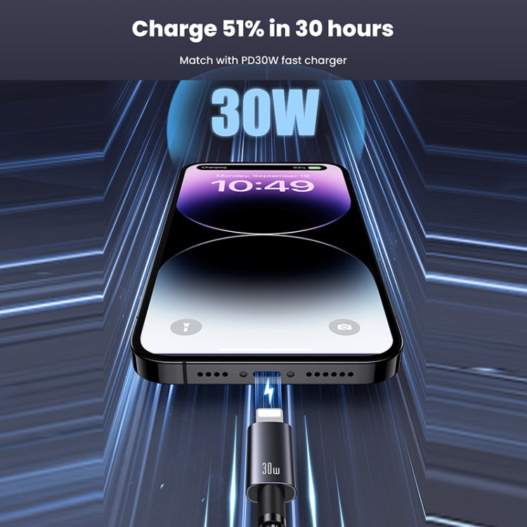 USAMS US-SJ662 Type-C To 8 Pin 30W Fast Charge Data Cable, Length: 1.2m, US-SJ662