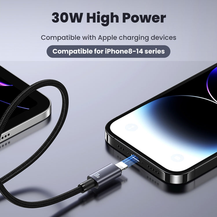 USAMS US-SJ662 Type-C To 8 Pin 30W Fast Charge Data Cable, Length: 1.2m, US-SJ662