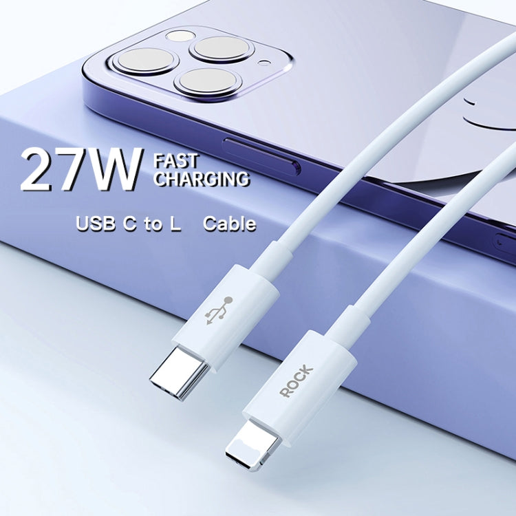 ROCK Simple Series 1m 27W USB-C / Type-C to 8 Pin Fast Charging Data Cable, RCB0842