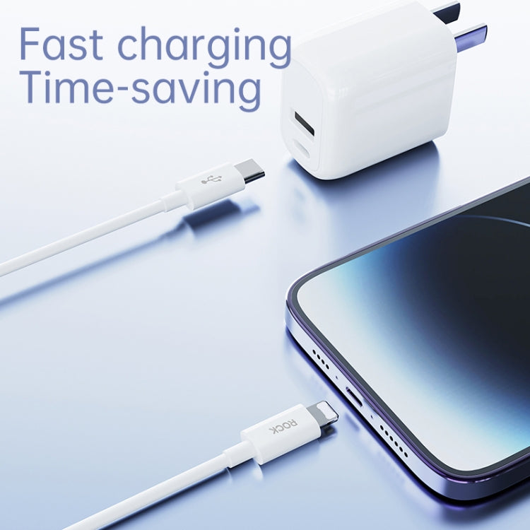 ROCK Simple Series 1m 27W USB-C / Type-C to 8 Pin Fast Charging Data Cable, RCB0842