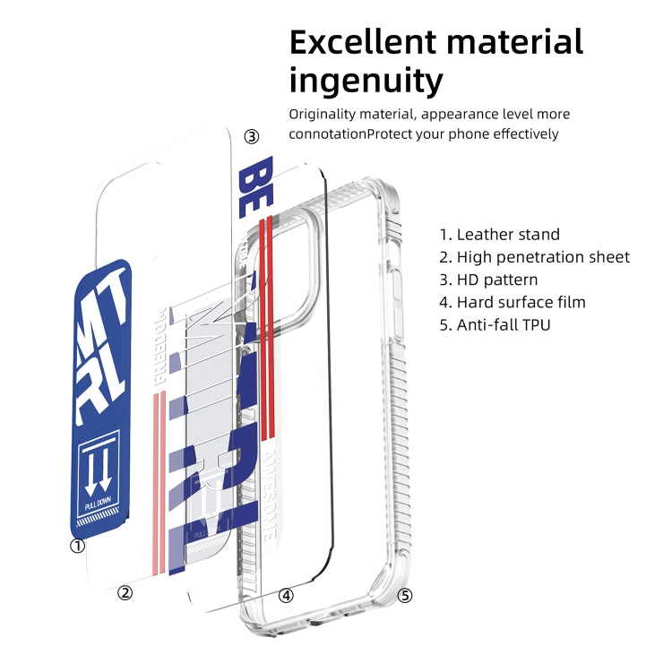Mutural Cyber Series TPU Phone Case with IML Stand, For iPhone 15 Pro Max, For iPhone 15 Pro