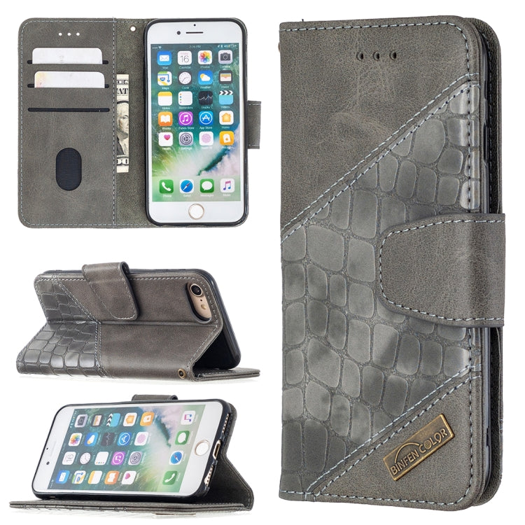 Matching Color Crocodile Texture Horizontal Flip PU Leather Case with Wallet & Holder & Card Slots