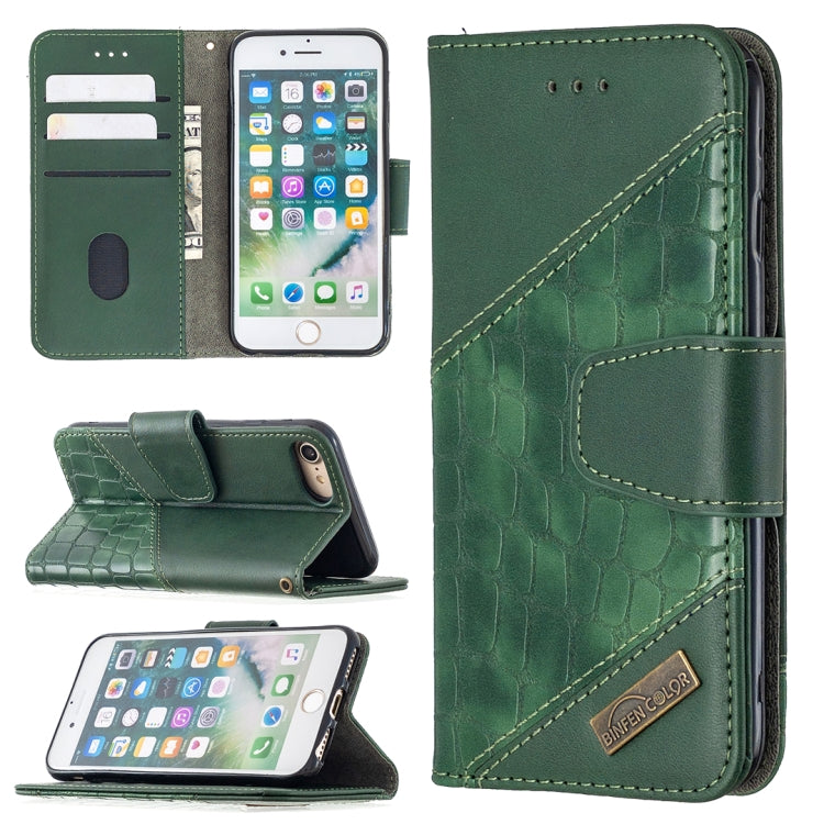Matching Color Crocodile Texture Horizontal Flip PU Leather Case with Wallet & Holder & Card Slots
