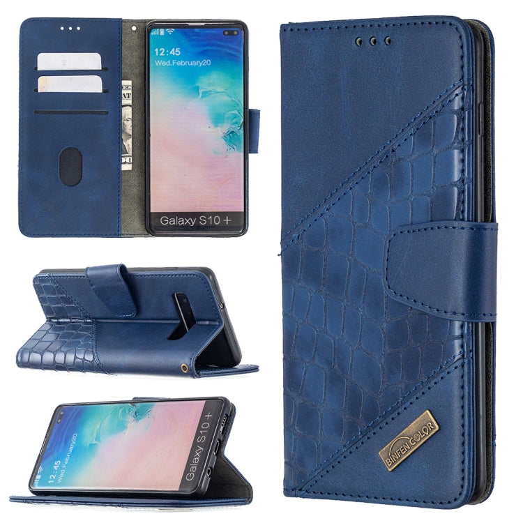 Matching Color Crocodile Texture Horizontal Flip PU Leather Case with Wallet & Holder & Card Slots, For Samsung Galaxy S10 Plus