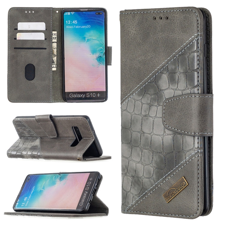 Matching Color Crocodile Texture Horizontal Flip PU Leather Case with Wallet & Holder & Card Slots, For Samsung Galaxy S10 Plus