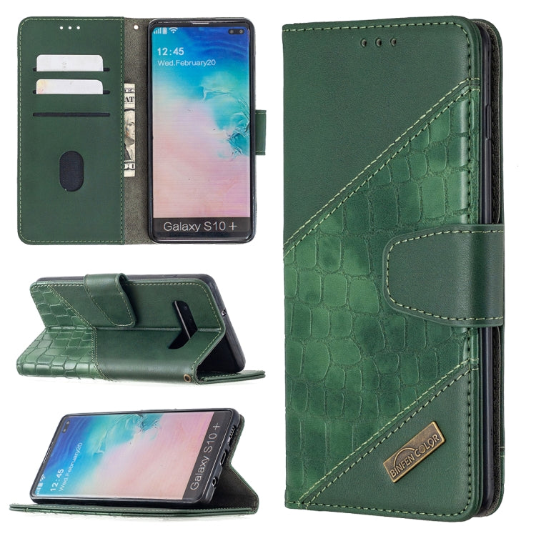Matching Color Crocodile Texture Horizontal Flip PU Leather Case with Wallet & Holder & Card Slots, For Samsung Galaxy S10 Plus