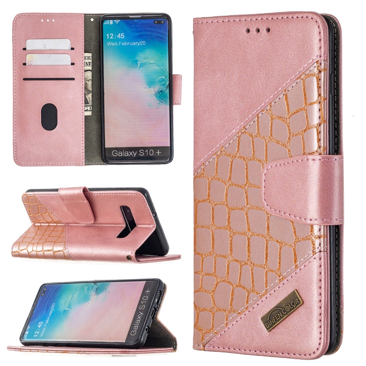 Matching Color Crocodile Texture Horizontal Flip PU Leather Case with Wallet & Holder & Card Slots, For Samsung Galaxy S10 Plus