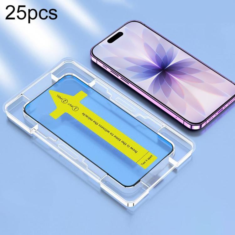 25pcs HD Fast Attach Dust-proof Anti-static Tempered Glass Film, For iPhone 18 Pro / 17 Pro, For iPhone 18 Pro Max / 17 Pro Max, For iPhone 17, For iPhone Air, For iPhone 16 Pro Max, For iPhone 16 Pro, For iPhone 16 Plus / 15 Plus, For iPhone 16 / 15  ...