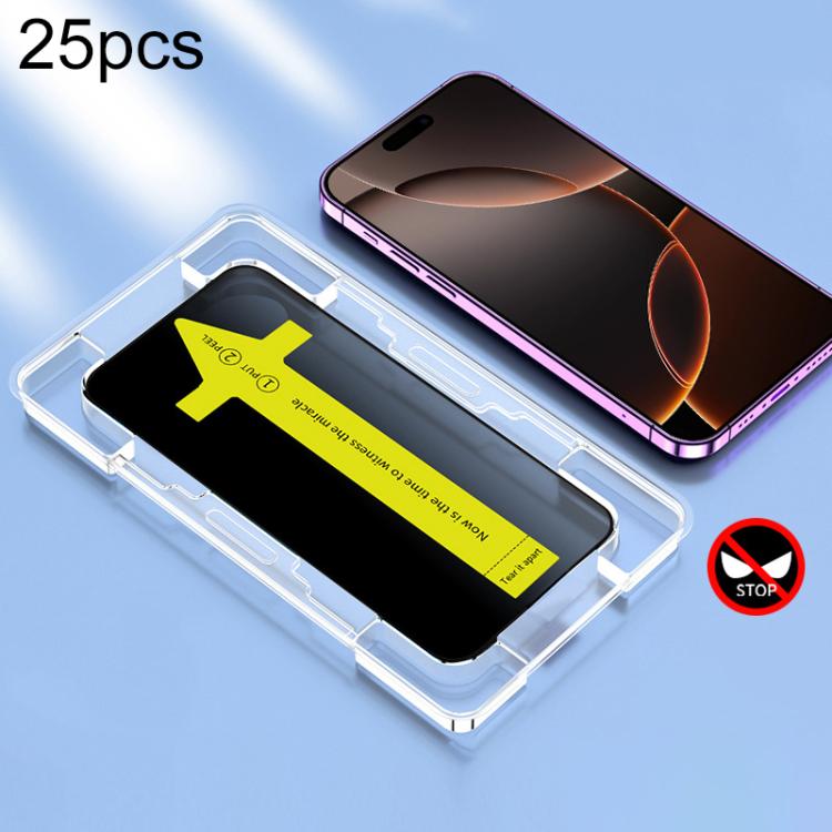 25pcs Anti-peeping Fast Attach Dust-proof Anti-static Tempered Glass Film