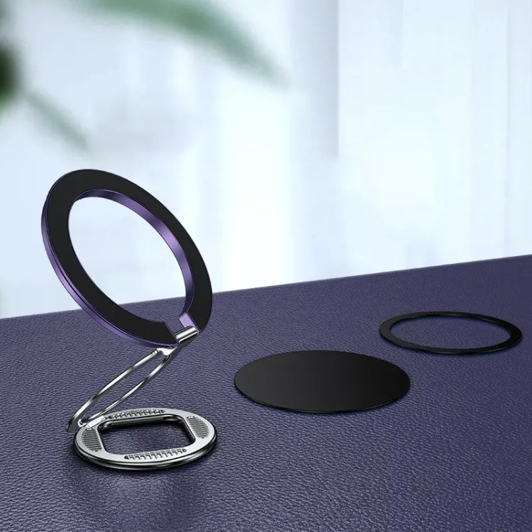 ZF039 Folding MagSafe Magnetic Ring Buckle Holder, ZF039 (Black), ZF039 (Blue), ZF039 (Purple), ZF039 (Silver)