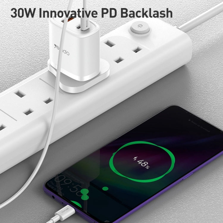 Chargeur de voyage Yesido YC51 30 W USB-C / Type-C + USB + 8 broches avec câble Type-C vers 8 broches de 1 m, prise britannique, YC51