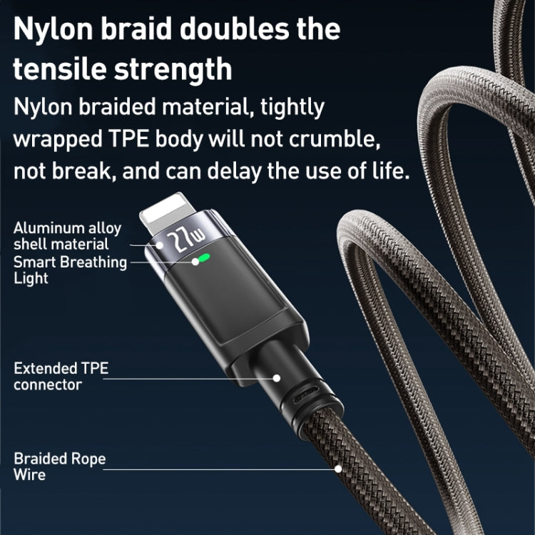 YESIDO CA159 1.2m 27W USB-C / Type-C to 8 Pin Auto Power-off Charging Cable