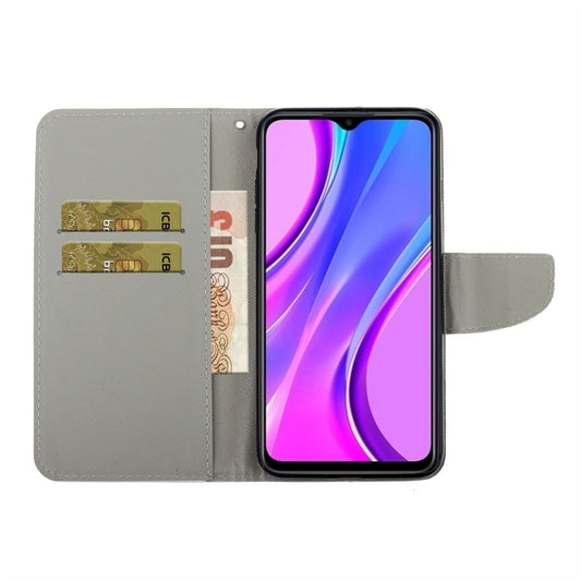 Horizontal flip design Redmi 9C case showcasing colorful 3D illustrations and protective coverage