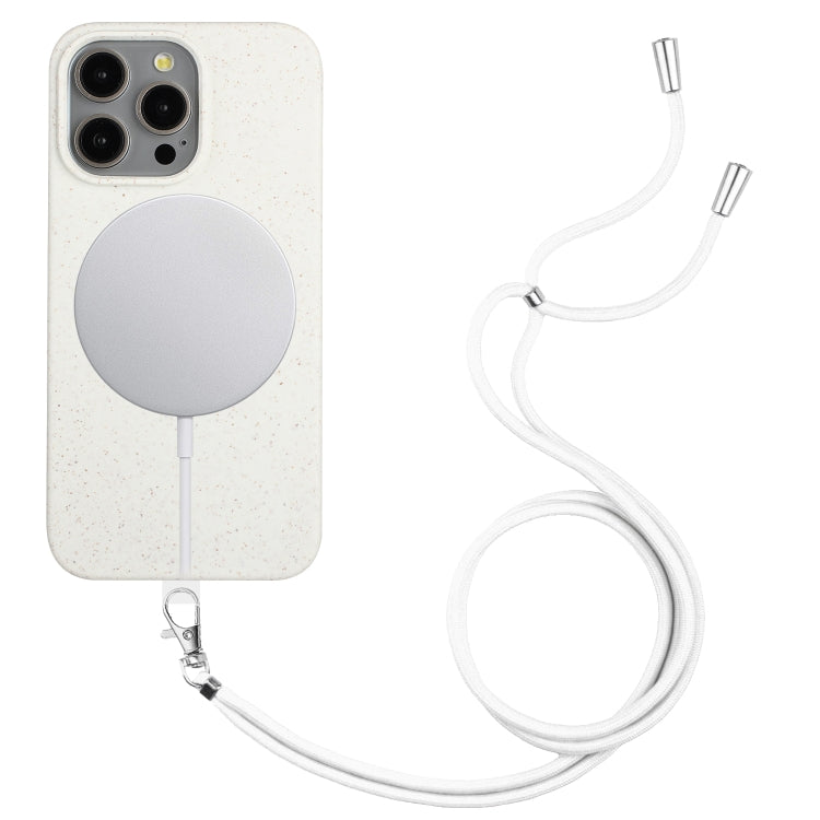 Wheat MagSafe Magnetic Straw Material + TPU Phone Case with Lanyard, For iPhone 15 Pro Max, For iPhone 15 Pro, For iPhone 15 Plus