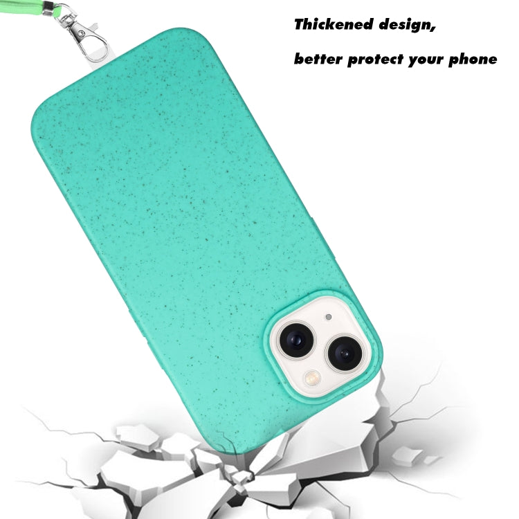 Wheat MagSafe Magnetic Straw Material + TPU Phone Case with Lanyard, For iPhone 15, For iPhone 14 Plus, For iPhone 14