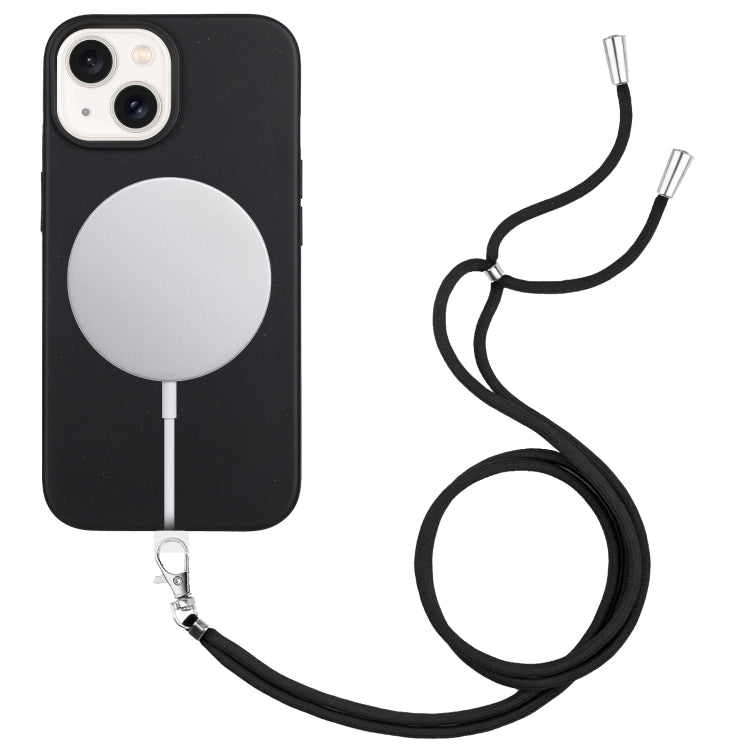 Wheat MagSafe Magnetic Straw Material + TPU Phone Case with Lanyard, For iPhone 15, For iPhone 14 Plus, For iPhone 14