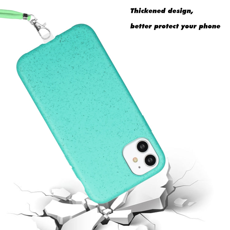 Wheat MagSafe Magnetic Straw Material + TPU Phone Case with Lanyard, For iPhone 11, For iPhone 11 Pro