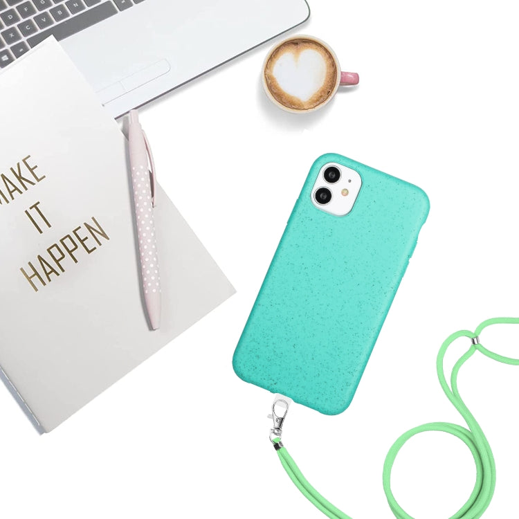 Wheat MagSafe Magnetic Straw Material + TPU Phone Case with Lanyard, For iPhone 11, For iPhone 11 Pro