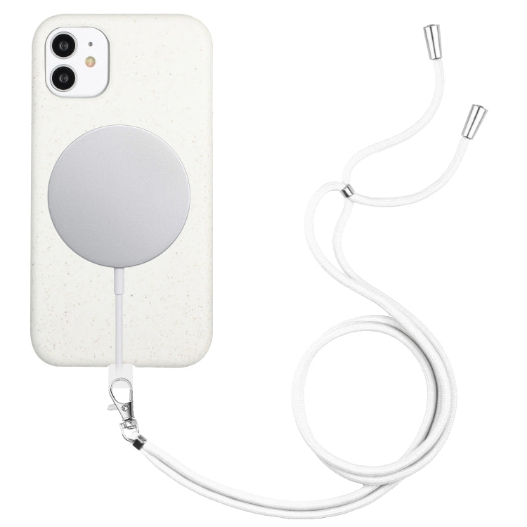 Wheat MagSafe Magnetic Straw Material + TPU Phone Case with Lanyard, For iPhone 11, For iPhone 11 Pro