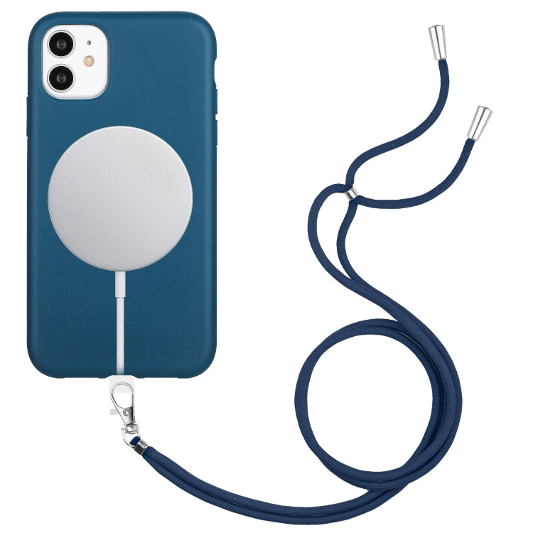 Wheat MagSafe Magnetic Straw Material + TPU Phone Case with Lanyard, For iPhone 11, For iPhone 11 Pro
