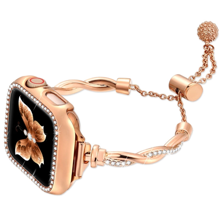 Twist Bracelet Diamond Metal Watch Band, For Apple Watch Series 9 41mm, For Apple Watch Ultra 49mm, For Apple Watch Series 8 41mm, For Apple Watch Series 8 45mm