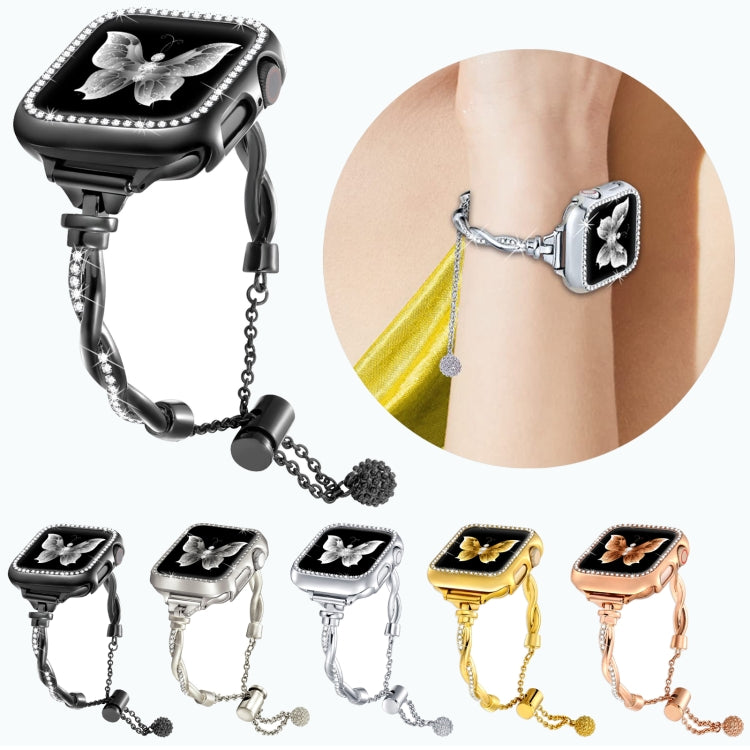 Twist Bracelet Diamond Metal Watch Band, For Apple Watch SE 40mm, For Apple Watch SE 44mm, For Apple Watch 6 40mm, For Apple Watch Series 6 44mm