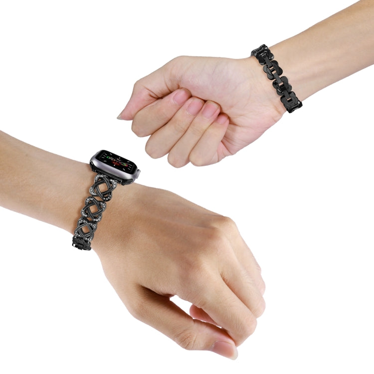 Hearts Crossed Diamond Metal Watch Band, For Apple Watch SE 40mm, For Apple Watch SE 44mm, For Apple Watch 6 40mm, For Apple Watch Series 6 44mm