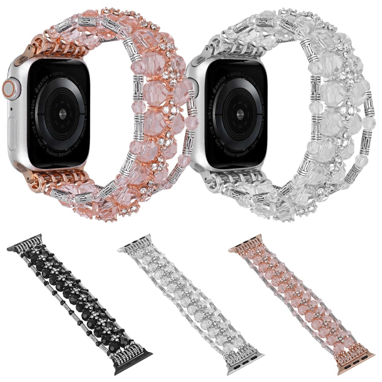Beaded Diamond Bracelet Watch Band, For Apple Watch SE 2023 44mm, For Apple Watch SE 2023 40mm, For Apple Watch Ultra 2 49mm, For Apple Watch Series 9 45mm, For Apple Watch Series 9 41mm, For Apple Watch Ultra 49mm, For Apple Watch Series 8 41mm�������...