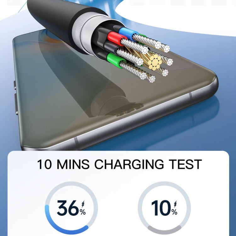 Câble de charge rapide USB-C/Type-C vers affichage numérique 8 broches TOTU CB-7-PD 27 W en silicone, longueur : 1 m, CB-7-PD