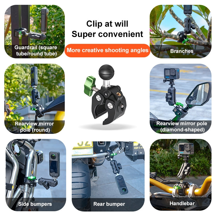 RUIGPRO Crab Clamp Action Camera Bracket, 1/4 Ball Head Mount, 1/4 Ball Head Mount with Rod, 3-claw Ball Head Mount, 3-claw Ball Head Mount with Rod, Dual-Head Crab, Dual-Head Crab with Selfie Stick, 1/4 Ball Head Dual-Head Crab with Selfie Stick������...