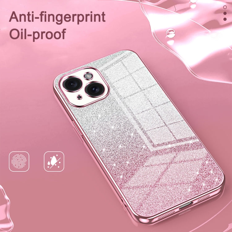Gradient Glitter Powder Electroplated Phone Case, For iPhone 15, For iPhone 14 Plus, For iPhone 14