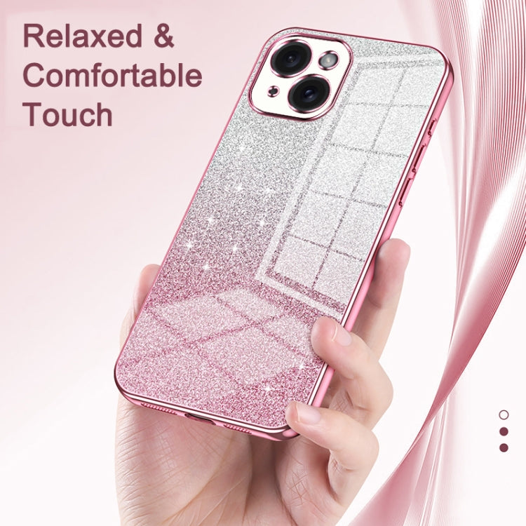 Gradient Glitter Powder Electroplated Phone Case, For iPhone 15, For iPhone 14 Plus, For iPhone 14