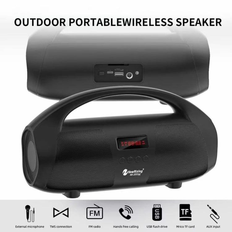 NewRixing NR2055 Wireless Portable TWS Bluetooth Speaker with Microphone, NR2055