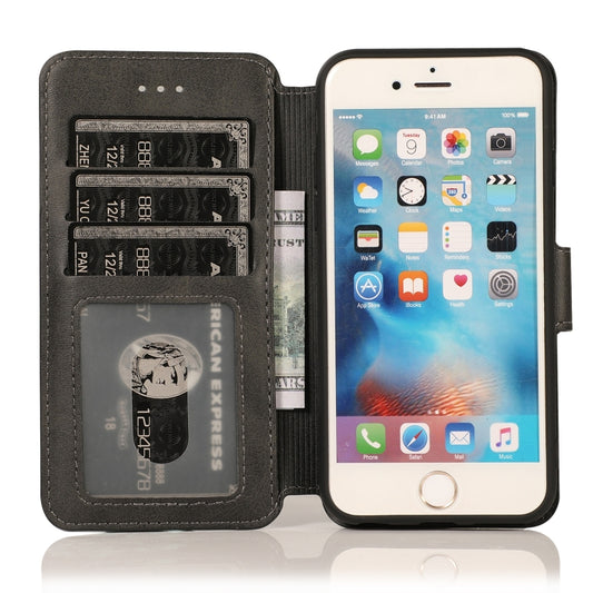 Calf leather case interior displaying built-in card holder and storage compartments