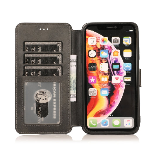 Calf leather flip case for iPhone 12 Pro Max with built-in wallet functionality