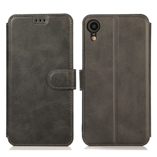 Calf texture leather iPhone 12 Pro Max case with magnetic buckle and card slots