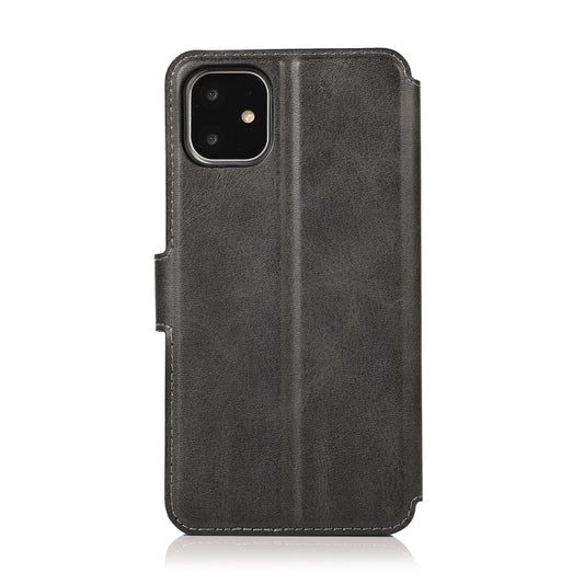 Close-up of calf leather texture and magnetic buckle detail on iPhone 12/12 Pro case