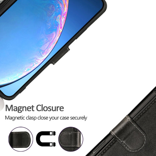 Photo frame feature displayed on open leather wallet case for iPhone 12/12 Pro