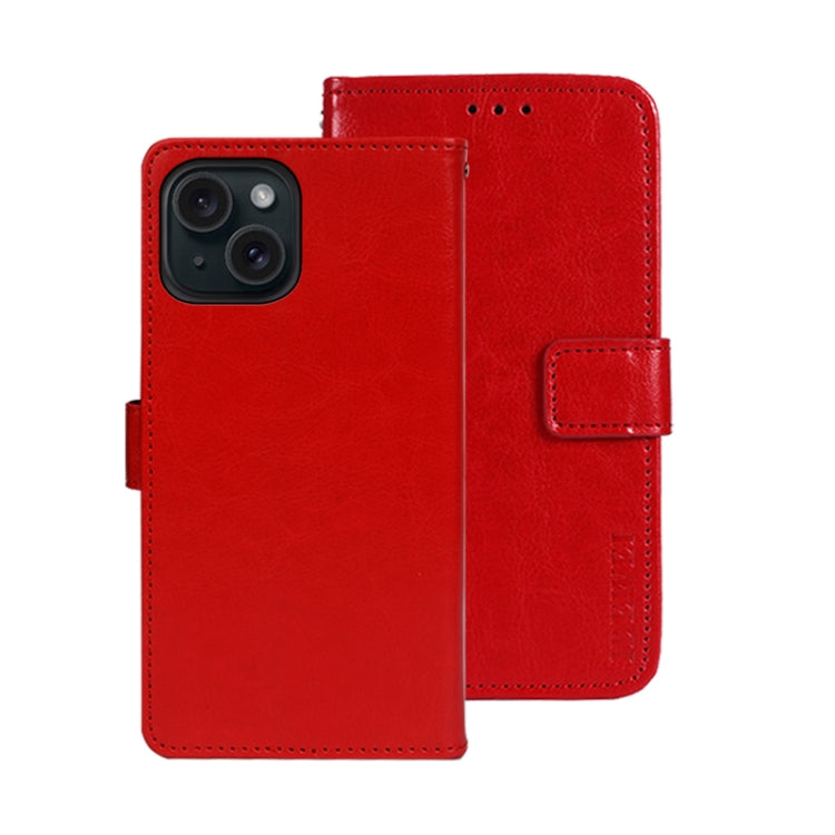idewei Crazy Horse Texture Leather Phone Case with Holder, For iPhone 15 Pro Max, For iPhone 15 Pro, For iPhone 15 Plus