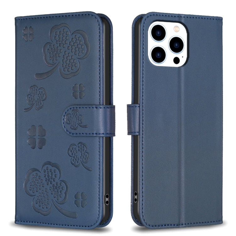 Four-leaf Embossed Leather Phone Case, For iPhone 7 / 8 / SE 2022, For iPhone 13 Pro Max, For iPhone 13 Pro, For iPhone 13