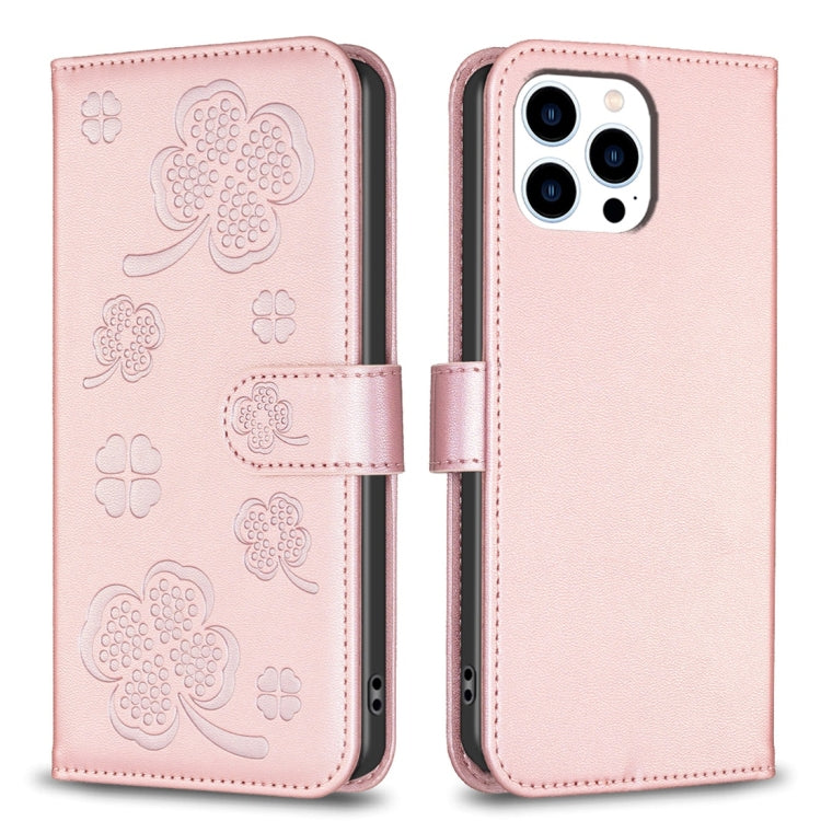Four-leaf Embossed Leather Phone Case, For iPhone 7 / 8 / SE 2022, For iPhone 13 Pro Max, For iPhone 13 Pro, For iPhone 13